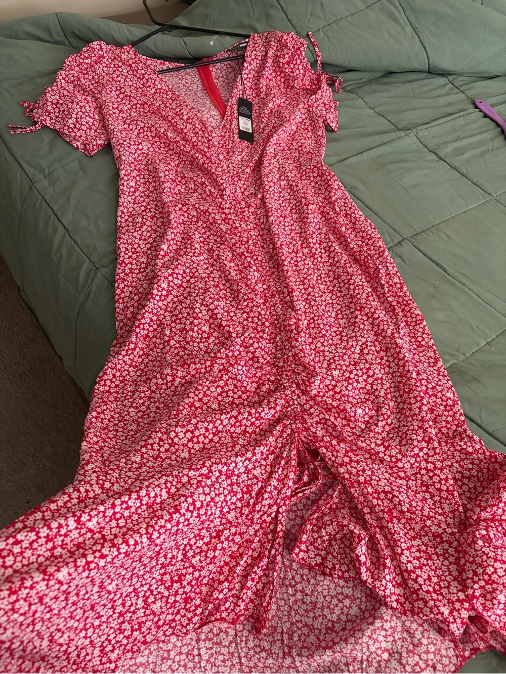 Fashion Nova Pink Floral Ruched Maxi Chemise
